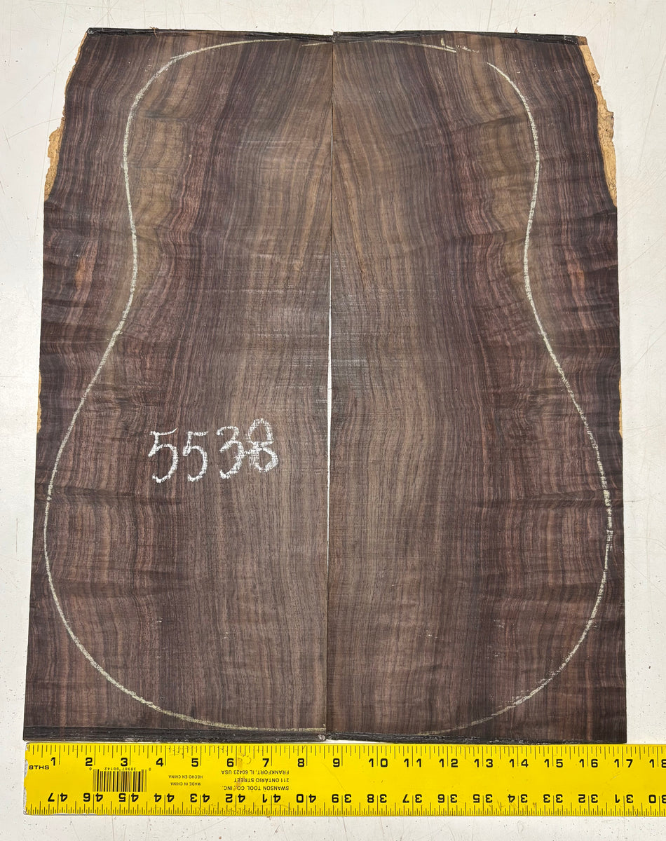 Waterfall Indian Rosewood Dreadnought Guitar Back Set 21" x 8-1/2" x 3/16" #5538