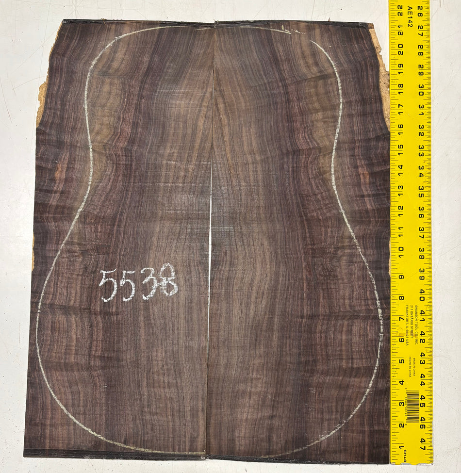 Waterfall Indian Rosewood Dreadnought Guitar Back Set 21" x 8-1/2" x 3/16" #5538