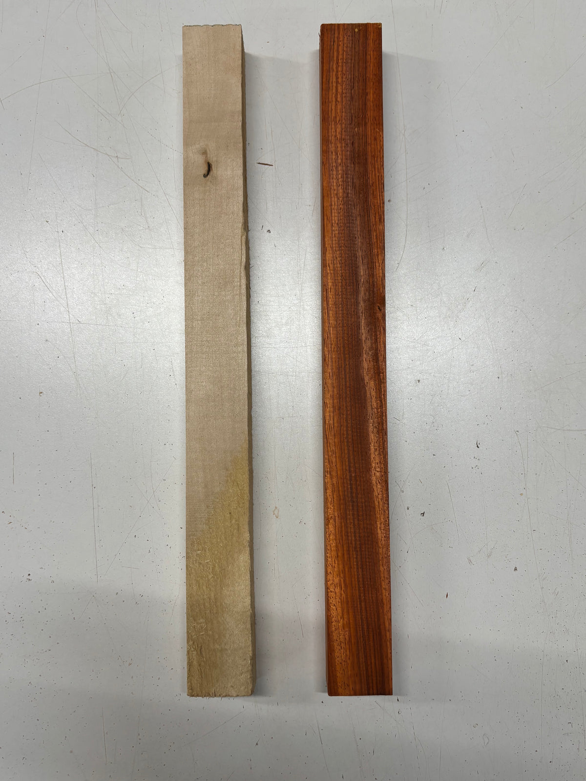 2 Pack, 2 Species Basswood + Padauk Thin Stock Lumber 20"x1-3/4"x1-3/8"#7217 - Exotic Wood Zone