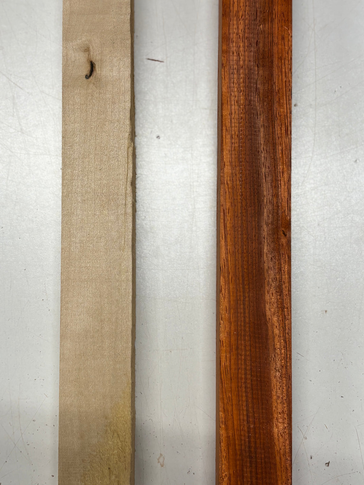 2 Pack, 2 Species Basswood + Padauk Thin Stock Lumber 20"x1-3/4"x1-3/8"#7217 - Exotic Wood Zone