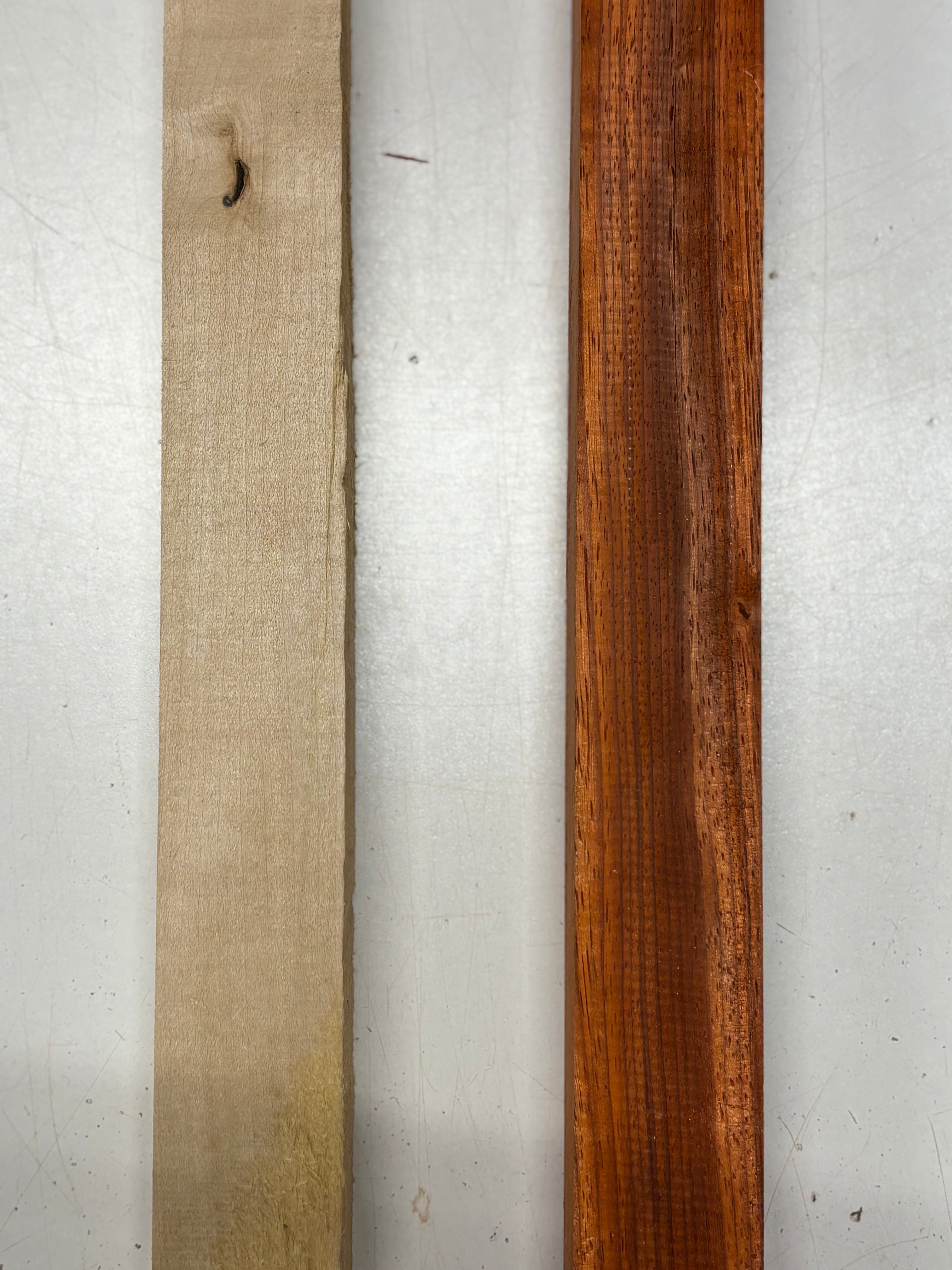 2 Pack, 2 Species Basswood + Padauk Thin Stock Lumber 20"x1-3/4"x1-3/8"#7217 - Exotic Wood Zone