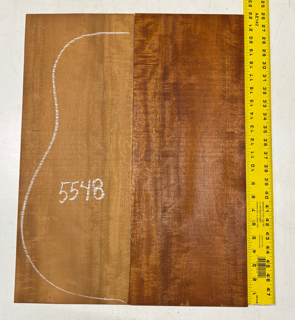 Flame Honduran Mahogany Dreadnought Guitar Back Set 22" x 8-3/8" x 3/16" #5548
