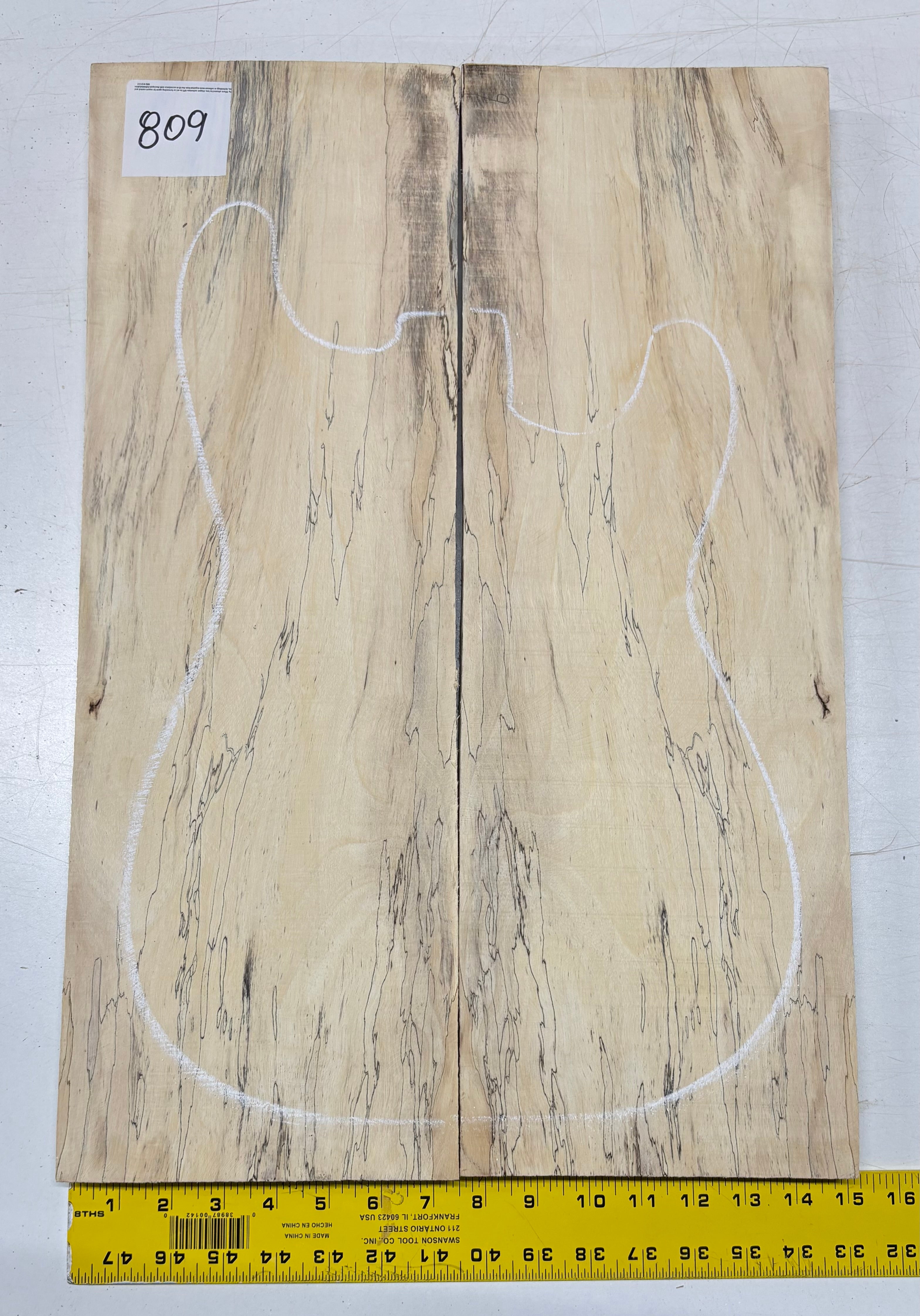 Spalted Tamarind Guitar Carved Top - 22-1/4” x 7-1/2” x 7/8” #809 Exotic Wood Zone 