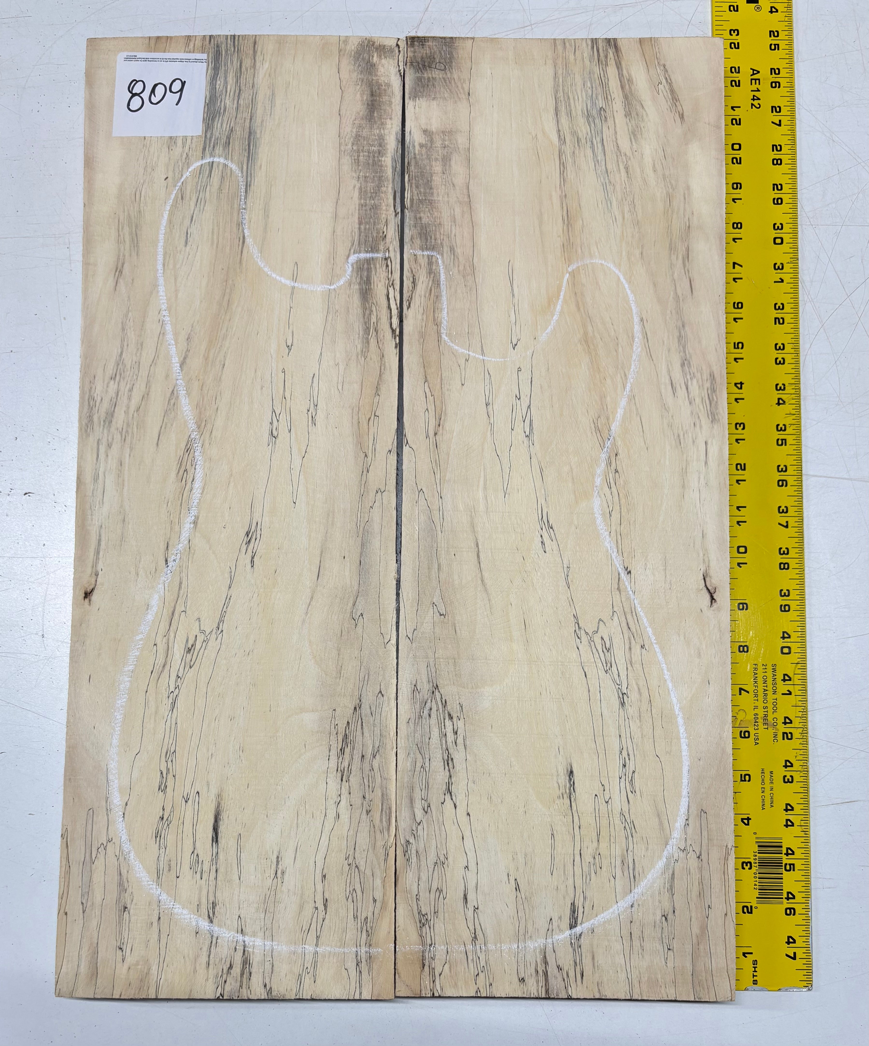 Spalted Tamarind Guitar Carved Top - 22-1/4” x 7-1/2” x 7/8” #809 Exotic Wood Zone 