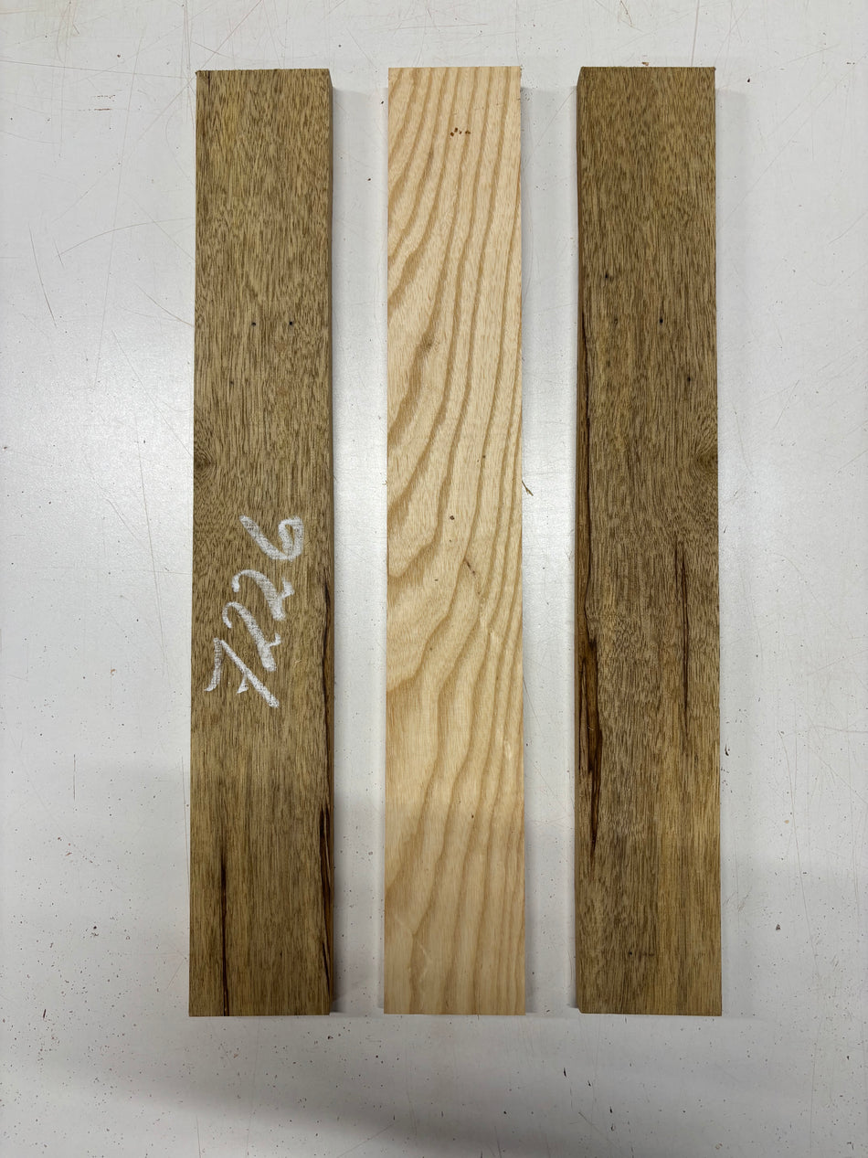 3 Pack, 2 Species White Limba + White Ash Thin Stock Lumber 20-1/2"x3"x5/8"#7226