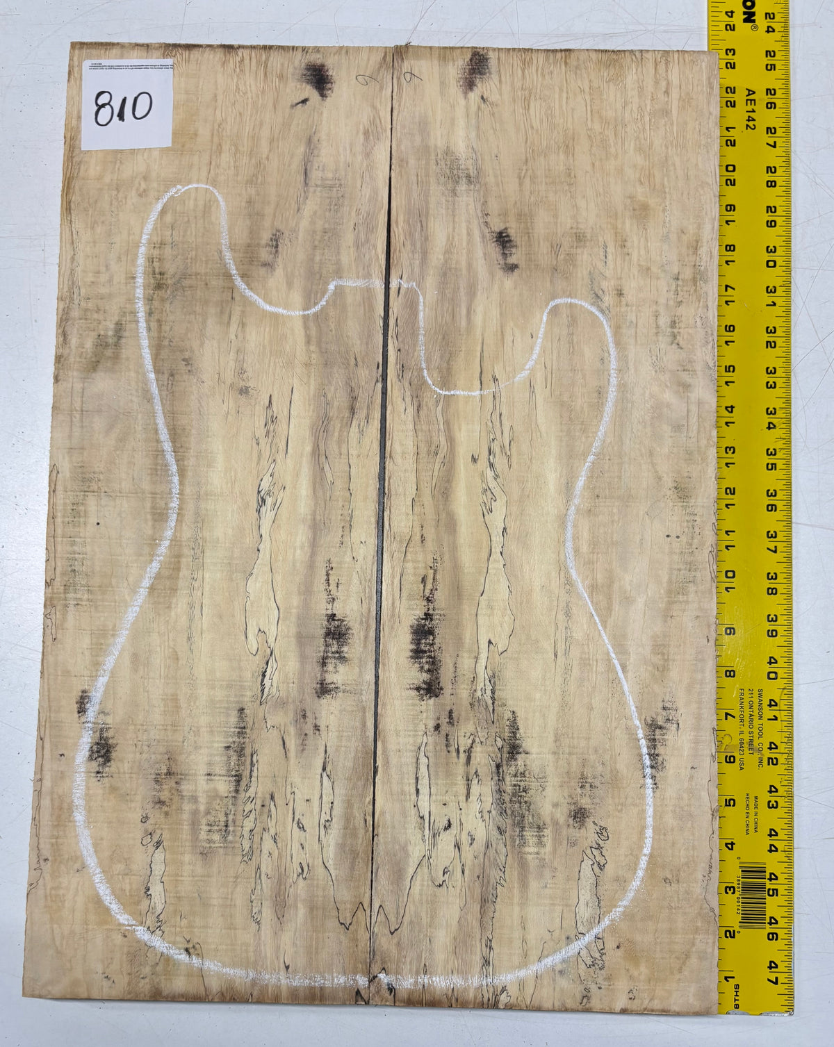 Spalted Tamarind Guitar Carved Top - 22-1/4” x 7-1/2” x 7/8” #810 Exotic Wood Zone 