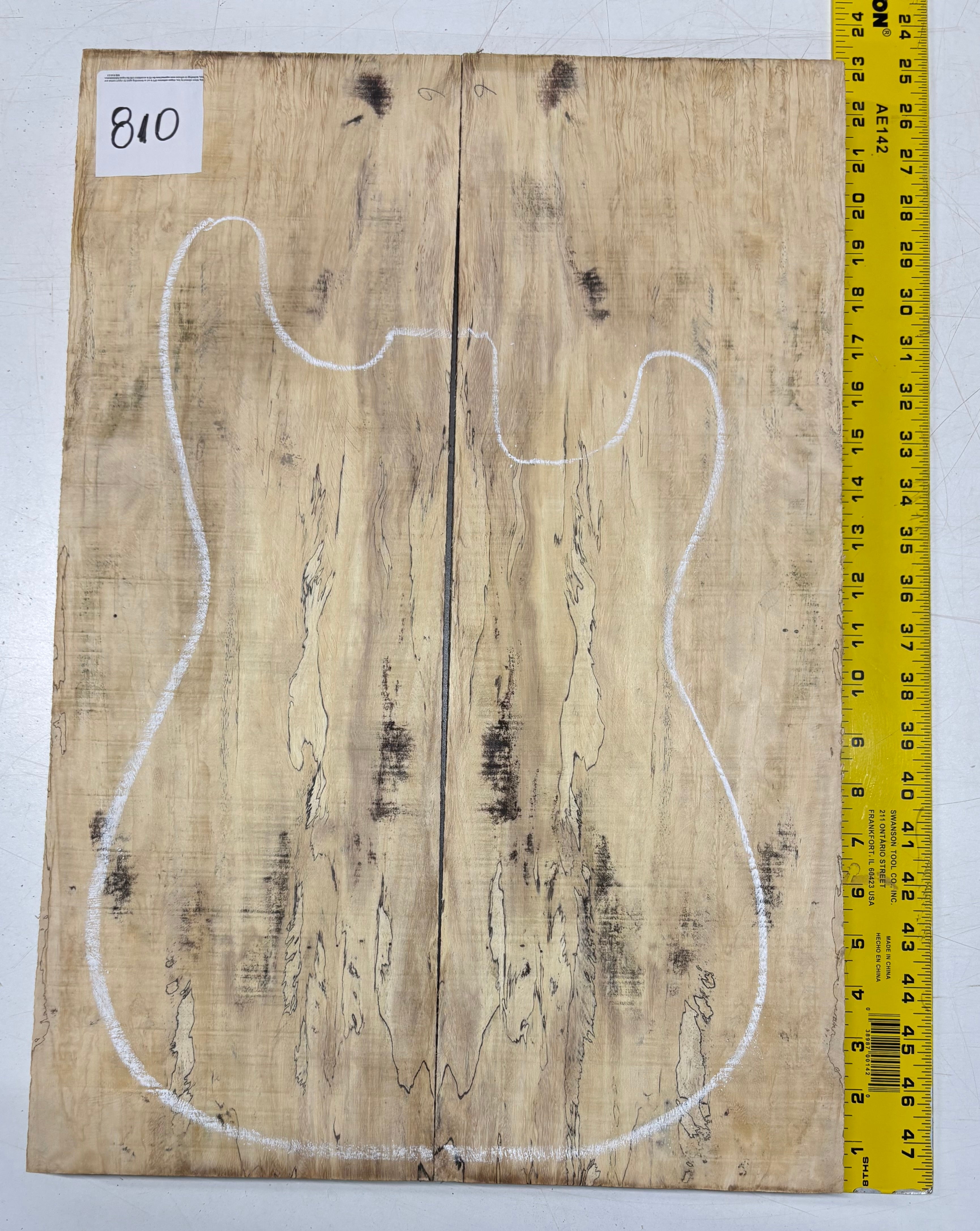 Spalted Tamarind Guitar Carved Top - 22-1/4” x 7-1/2” x 7/8” #810 Exotic Wood Zone 