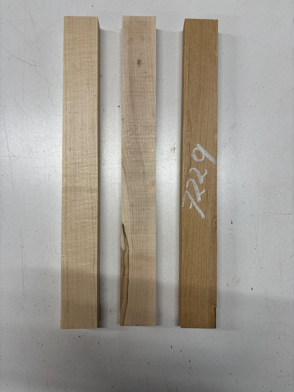3 Pack, 3 Species Basswood + Hard Maple + Red Alder Thin Stock Lumber  17"x1-7/8"x1"#7229