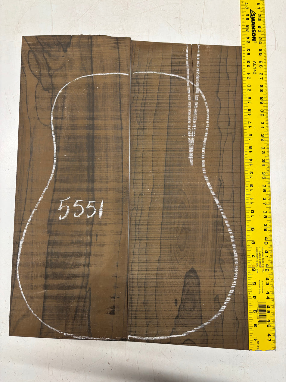 Ziricote Guitar Back Dreadnought (Unmatched) 23" x 8" x 3/16" #5551