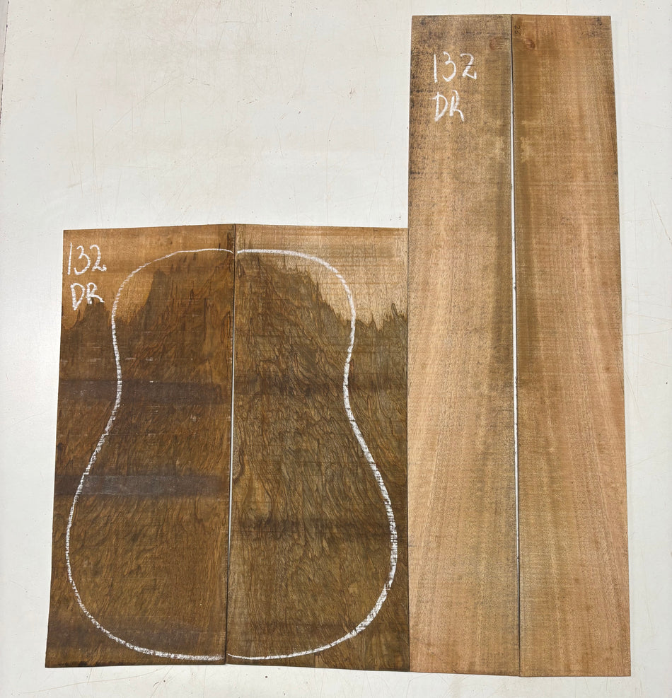 Figured Flame Mango Dreadnought Guitar Back and Side Set #132 - Exotic Wood Zone
