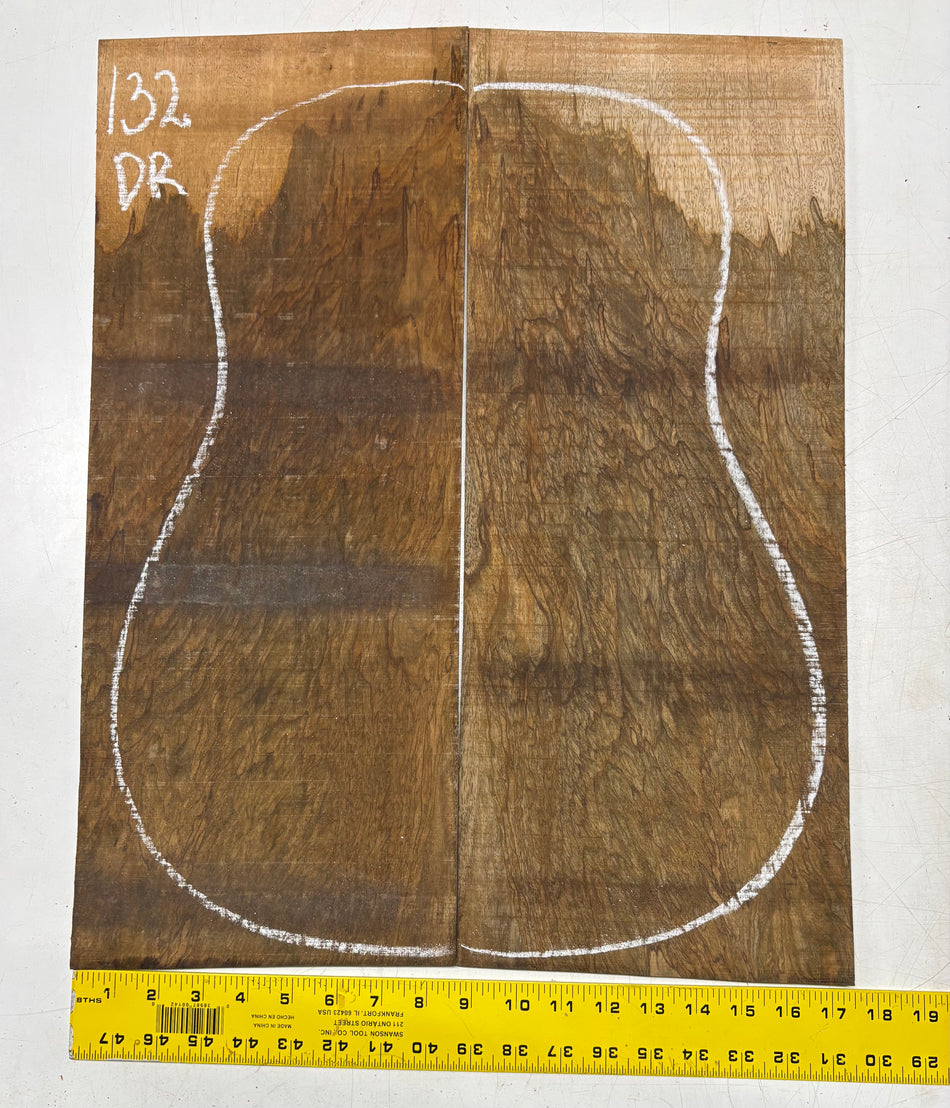 Figured Flame Mango Dreadnought Guitar Back and Side Set #132 - Exotic Wood Zone