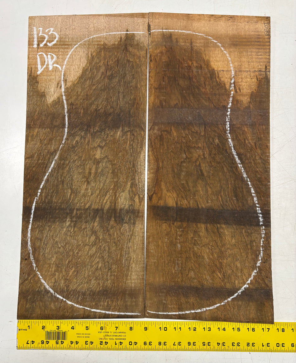 Figured Flame Mango Dreadnought Guitar Back and Side Set #133 - Exotic Wood Zone