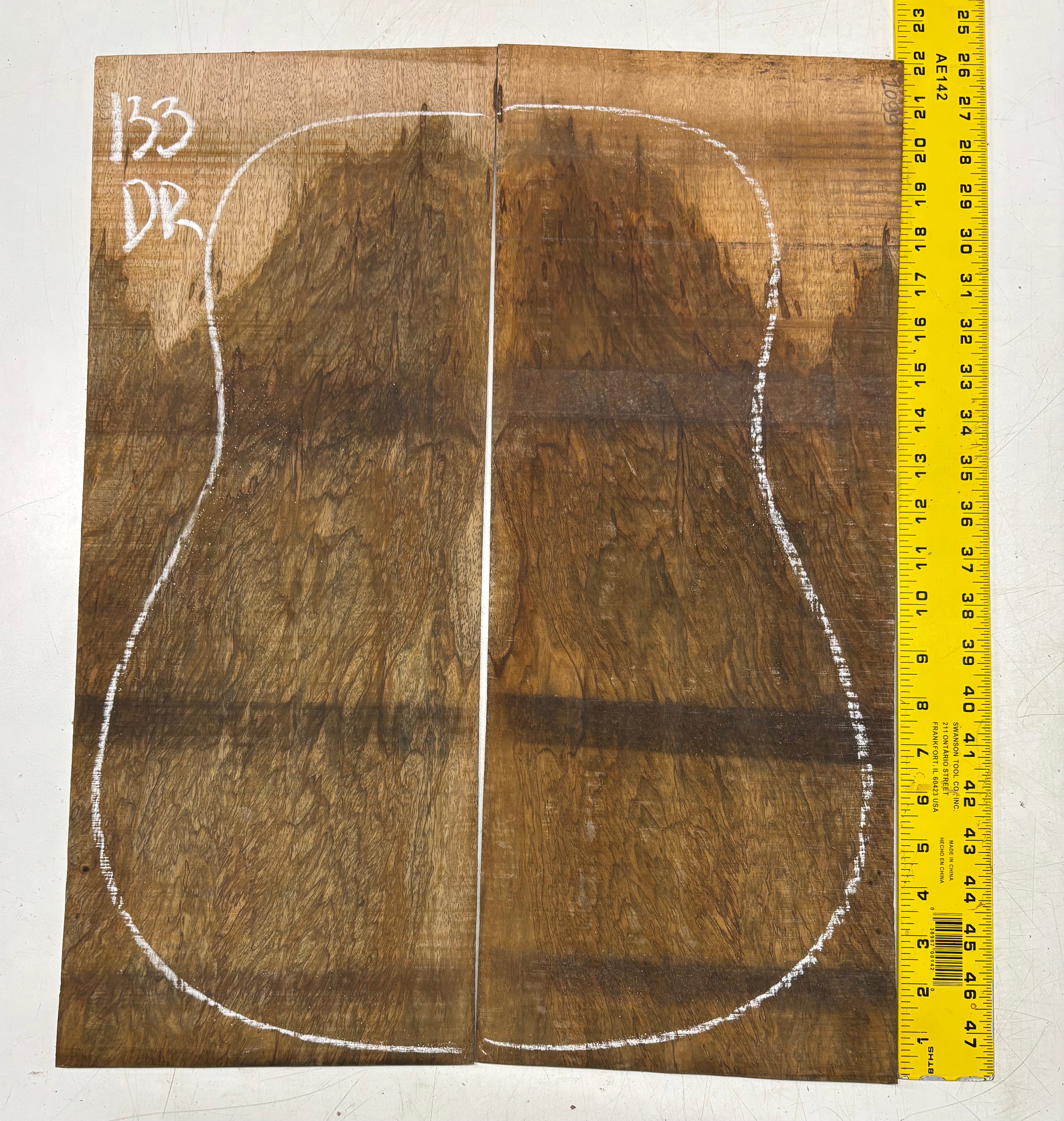 Figured Flame Mango Dreadnought Guitar Back and Side Set #133 - Exotic Wood Zone