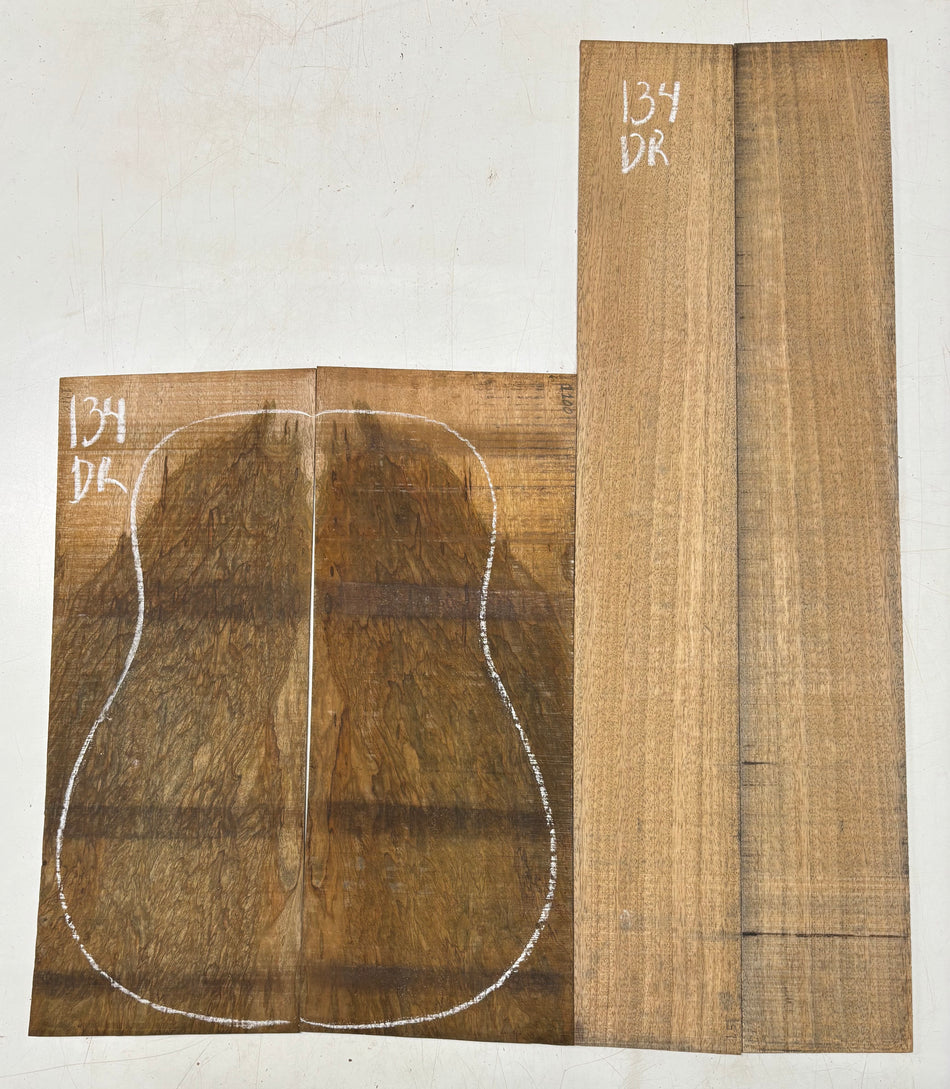 Figured Flame Mango Dreadnought Guitar Back and Side Set #134 - Exotic Wood Zone