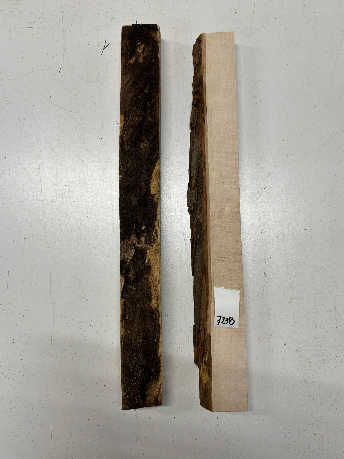 2 Pack, 2 Species Flame Hard Maple + Walnut Live Edge Blanks  Flame Hard Maple : 21"x1-3/4"x1"  Walnut : 21"x2"x1-1/4"#7238 - Exotic Wood Zone