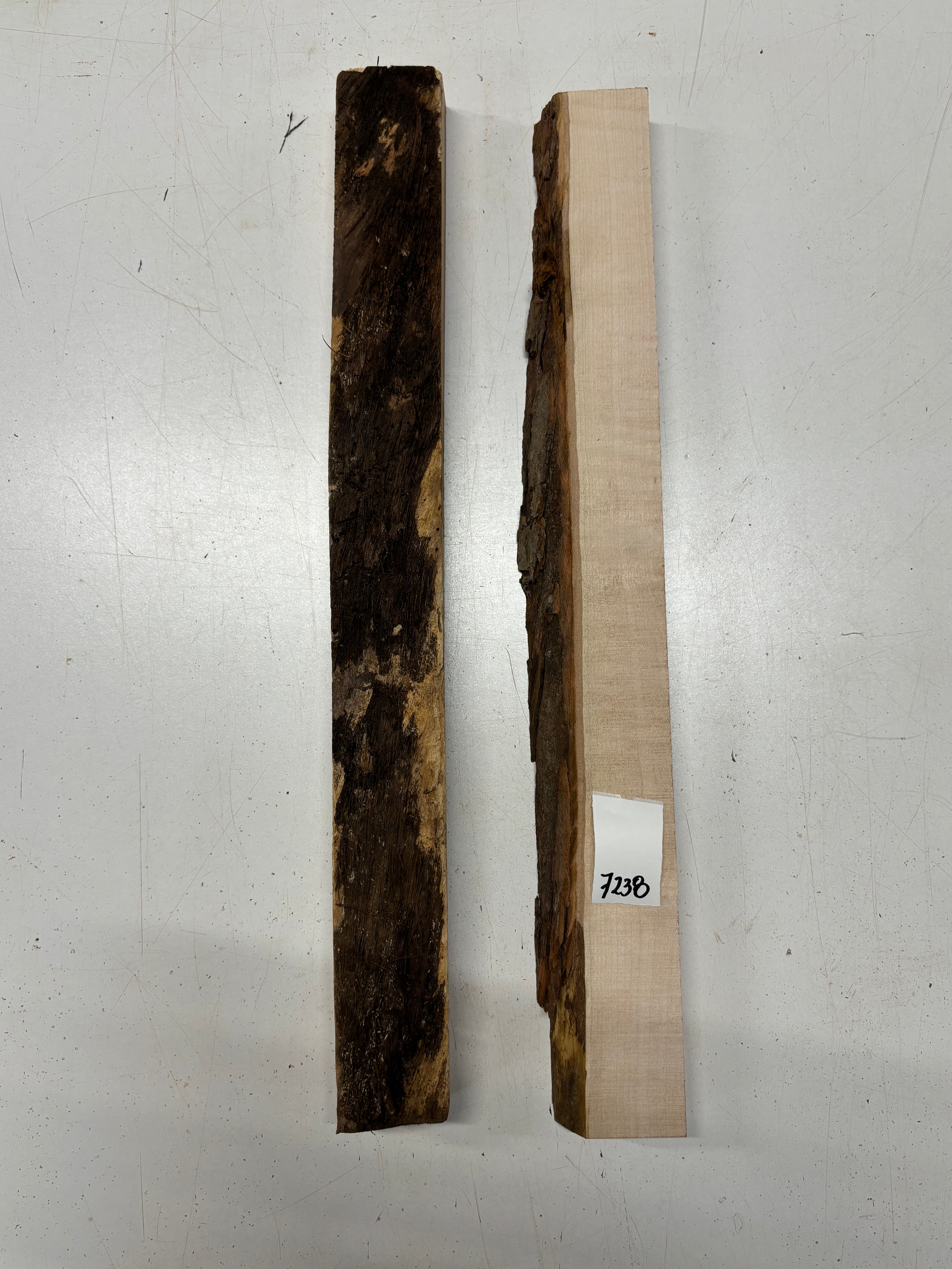 2 Pack, 2 Species Flame Hard Maple + Walnut Live Edge Blanks  Flame Hard Maple : 21"x1-3/4"x1"  Walnut : 21"x2"x1-1/4"#7238 - Exotic Wood Zone