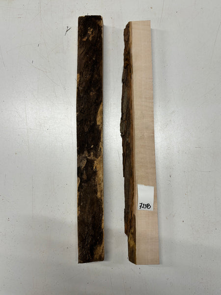 2 Pack, 2 Species Flame Hard Maple + Walnut Live Edge Blanks  Flame Hard Maple : 21"x1-3/4"x1"  Walnut : 21"x2"x1-1/4"#7238 - Exotic Wood Zone