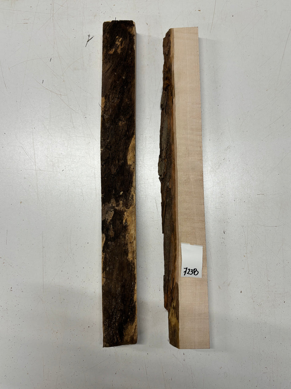 2 Pack, 2 Species Flame Hard Maple + Walnut Live Edge Blanks  Flame Hard Maple : 21"x1-3/4"x1"  Walnut : 21"x2"x1-1/4"#7238 - Exotic Wood Zone