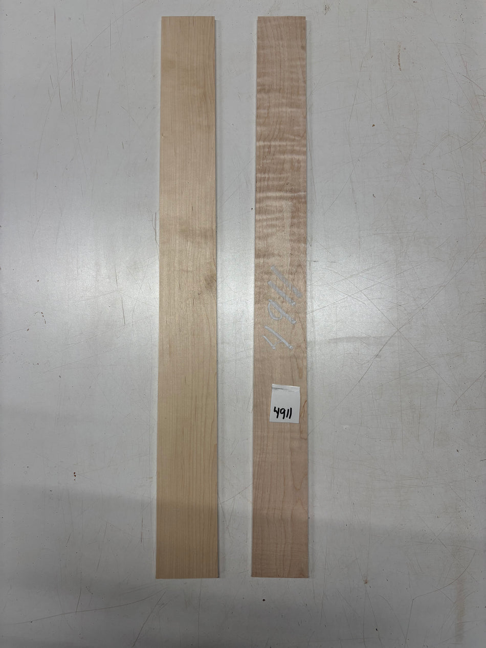 2 Pack, 2 Species Flame Hard Maple + Hard Maple thin stock lumber.  Flame Hard Maple - 28" x 2-1/2" x 1/4",  Hard Maple - 28" x 2-3/4" x 1/4"#4911
