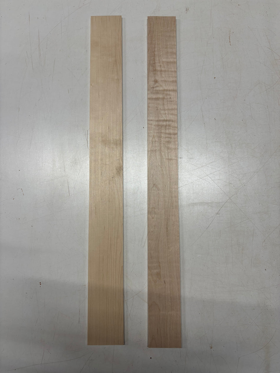 2 Pack, 2 Species Flame Hard Maple + Hard Maple thin stock lumber.  Flame Hard Maple - 28" x 2-1/2" x 1/4",  Hard Maple - 28" x 2-3/4" x 1/4"#4911