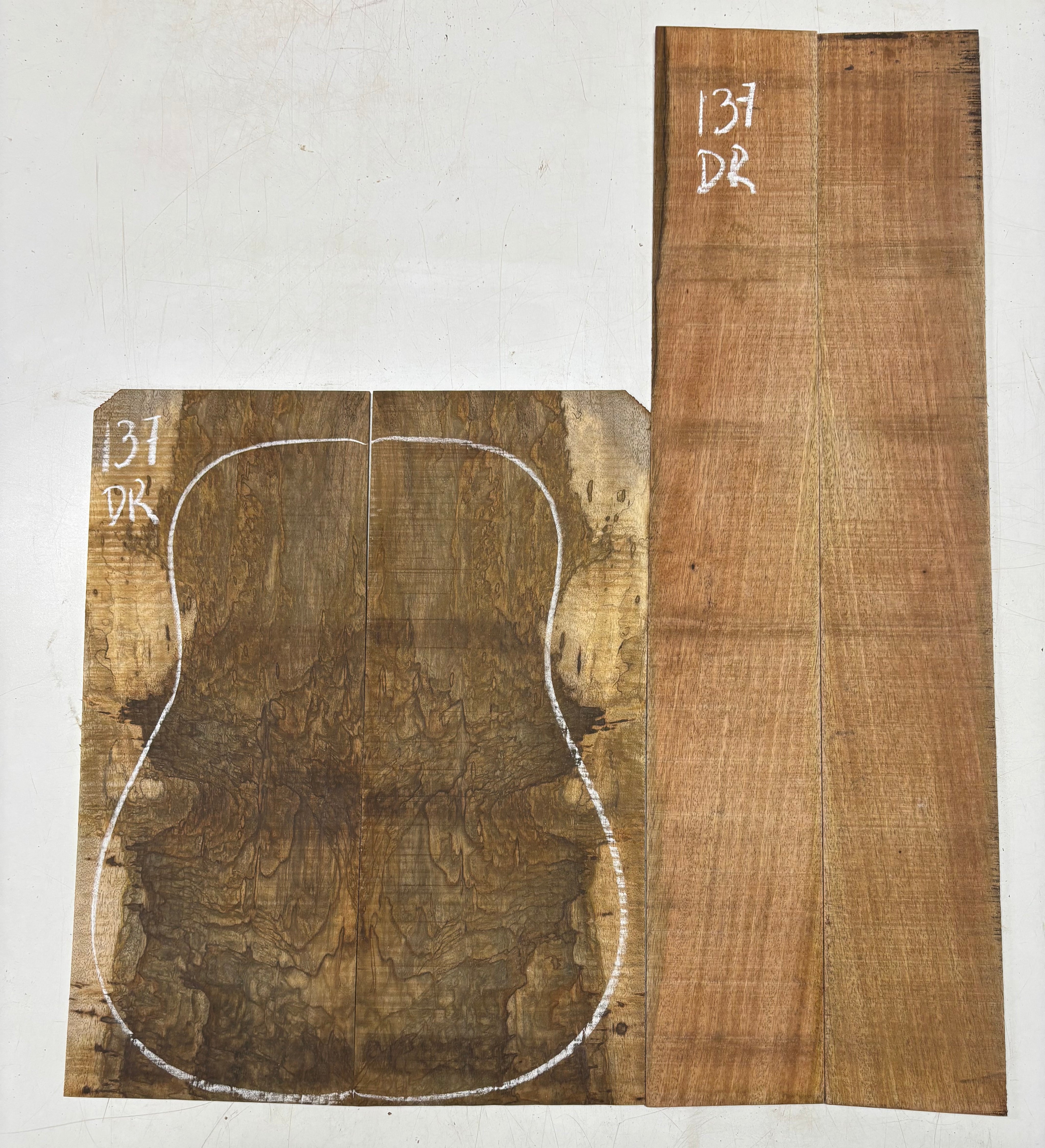 Figured Flame Mango Dreadnought Guitar Back and Side Set #137 - Exotic Wood Zone