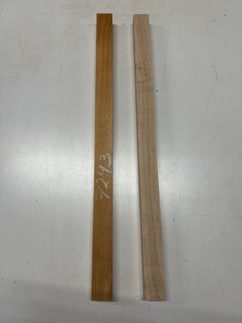 2 Pack, 2 Species Spanish Cedar + Flame Hard Maple Thin Stock Lumber 30"x1-3/4"x1-1/2"#7243