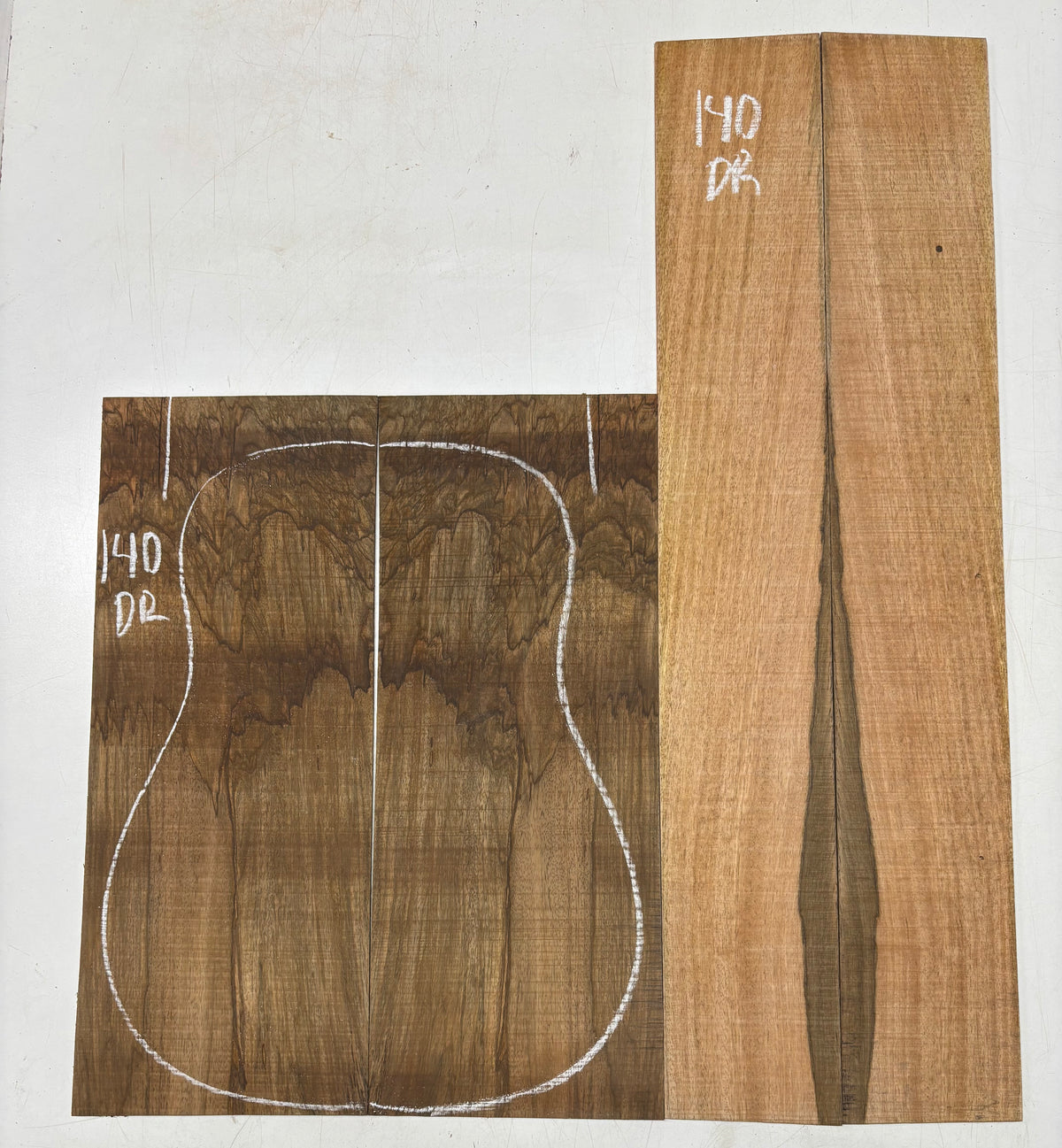Figured Flame Mango Dreadnought Guitar Back and Side Set #140 - Exotic Wood Zone