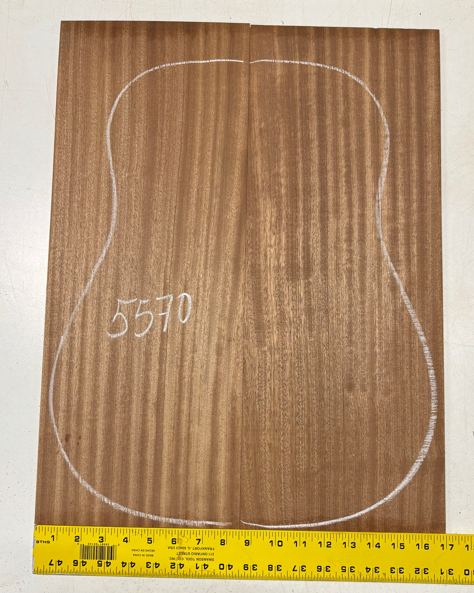 Sapele Dreadnought Guitar Back Set 22" x 8-1/2" x 3/16" #5570