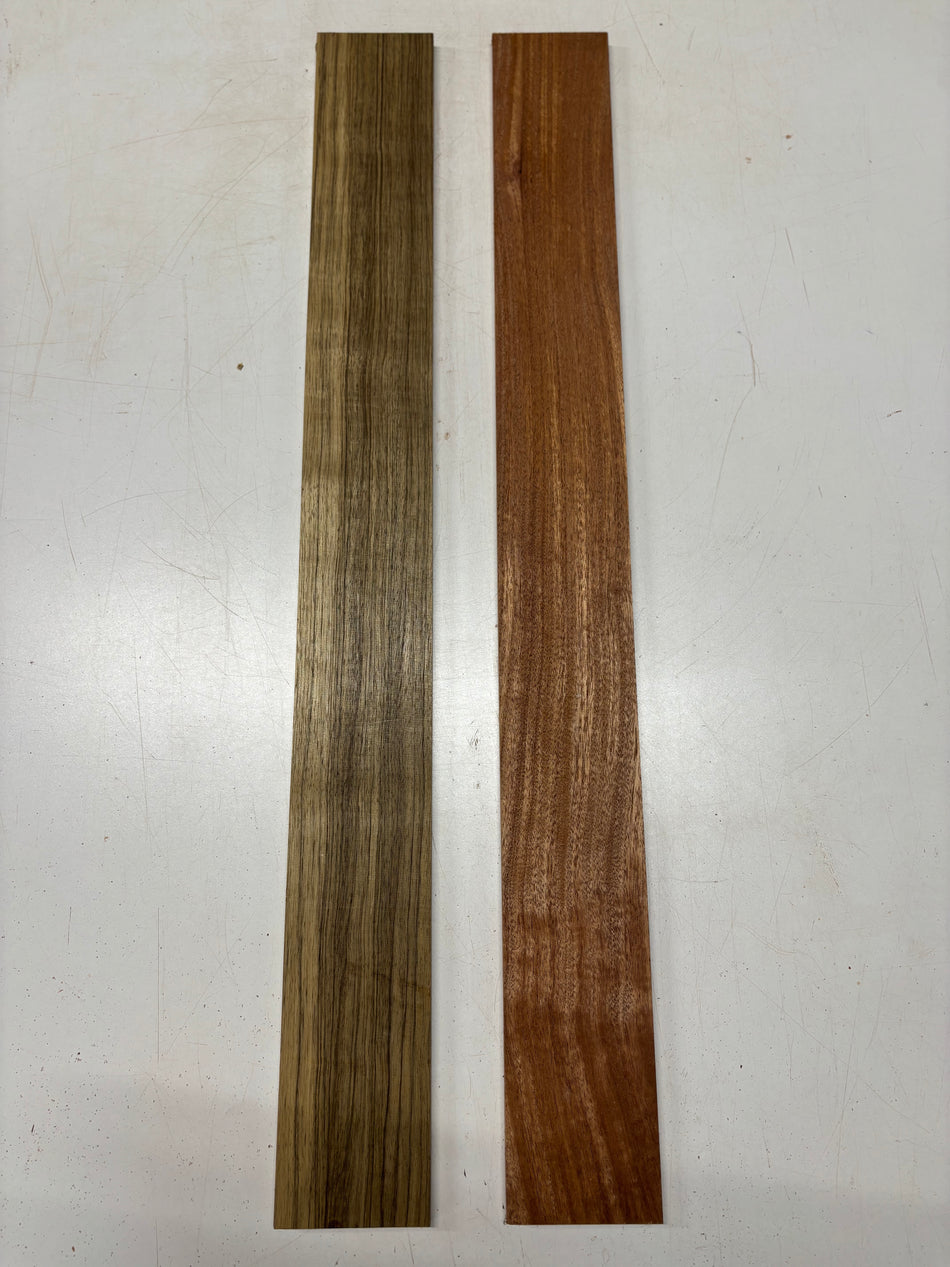 2 Pack, 2 Species African Mahogany + Black Limba Thin Stock Lumber 36"x4"x1/2"#7249