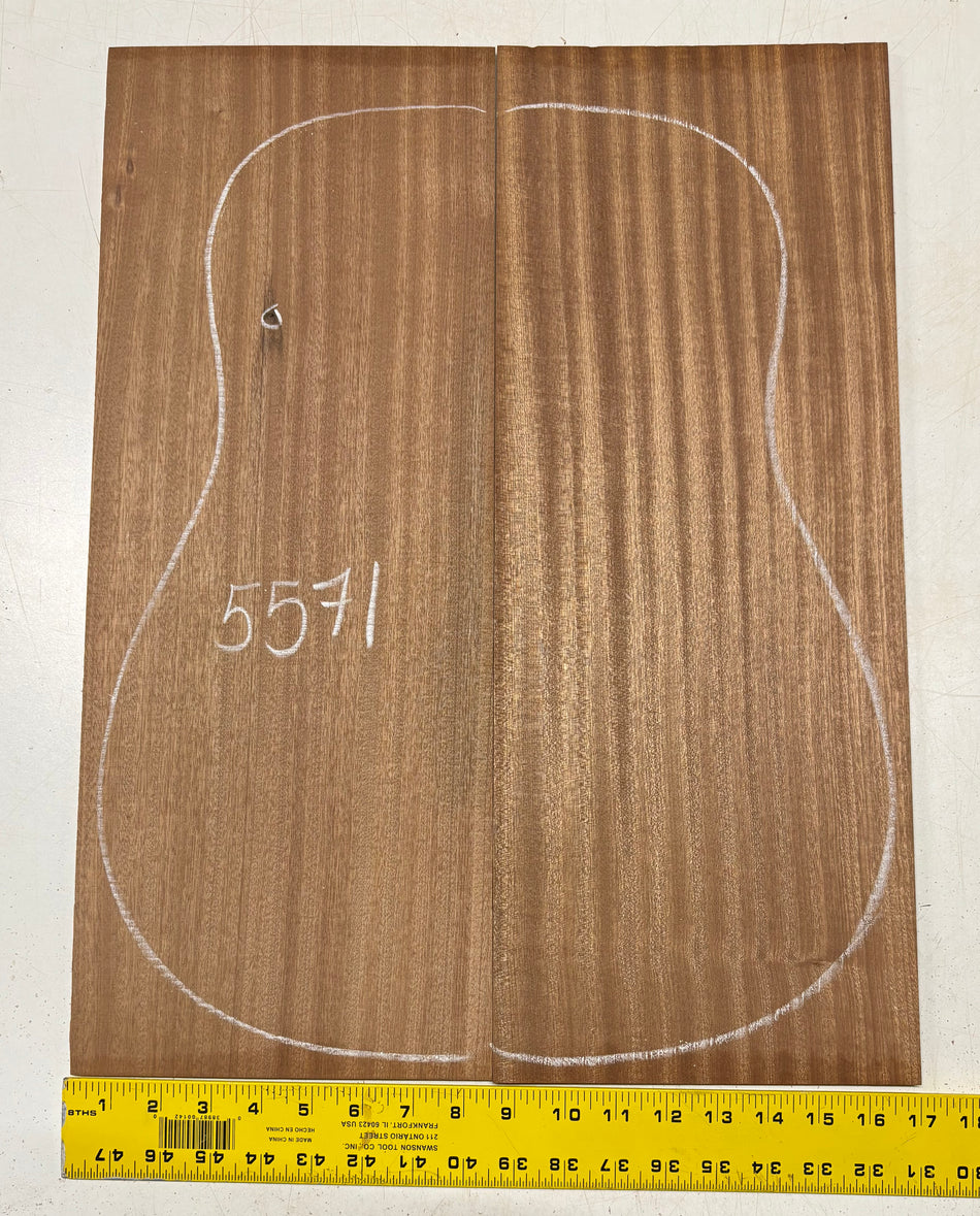 Sapele Dreadnought Guitar Back Set 22" x 8-1/2" x 3/16" #5571