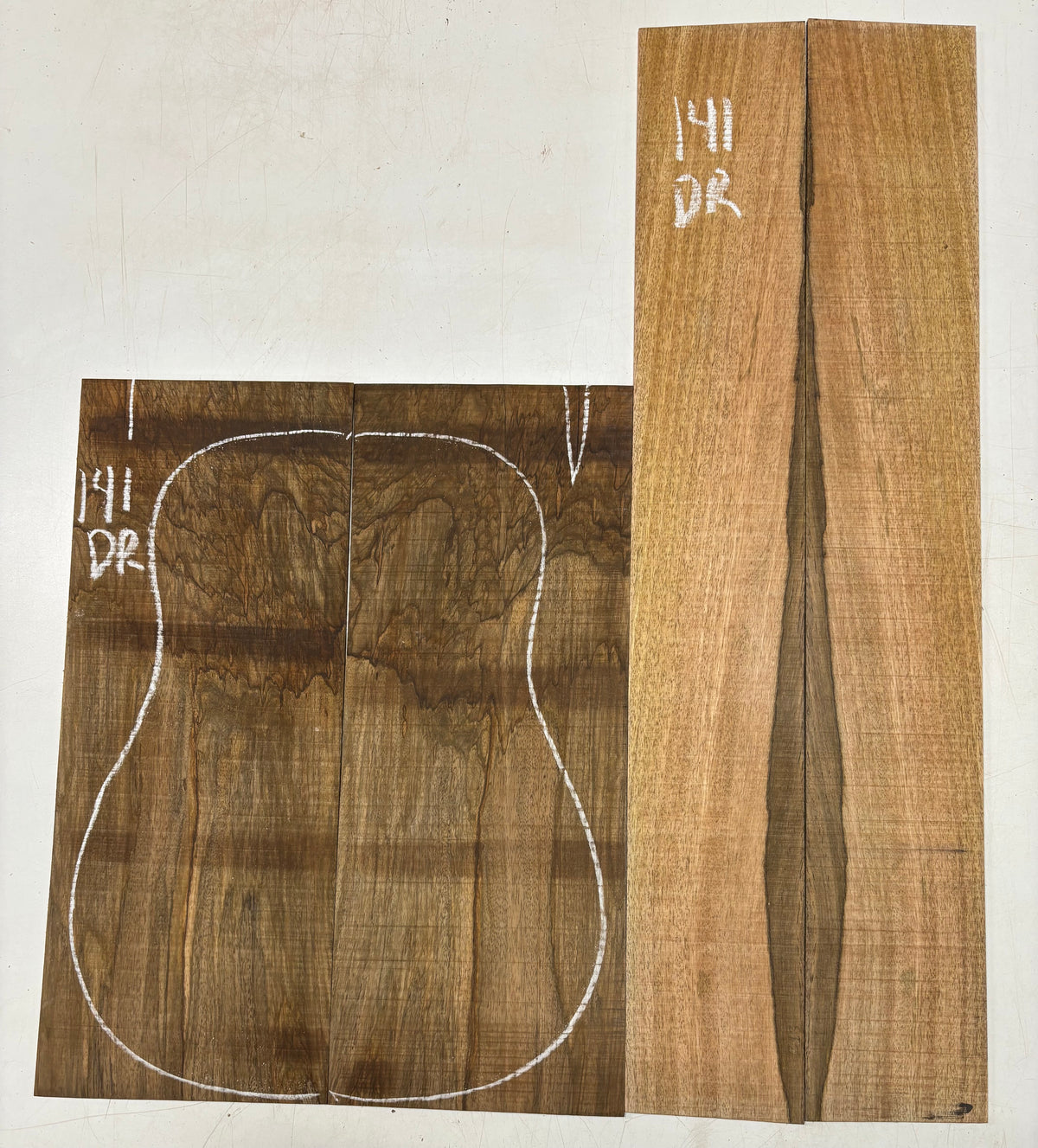 Figured Flame Mango Dreadnought Guitar Back and Side Set #141 - Exotic Wood Zone