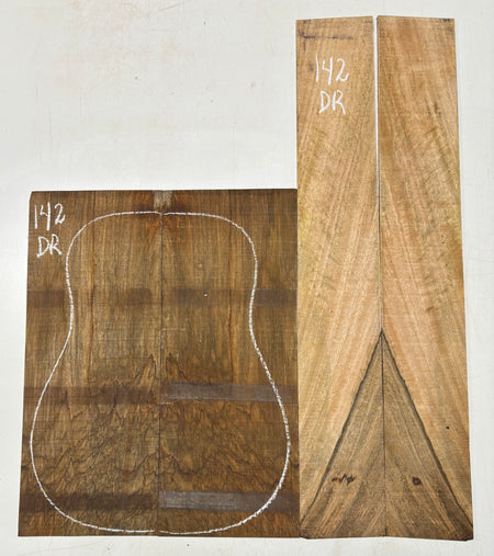 Figured Flame Mango Dreadnought Guitar Back and Side Set #142 - Exotic Wood Zone