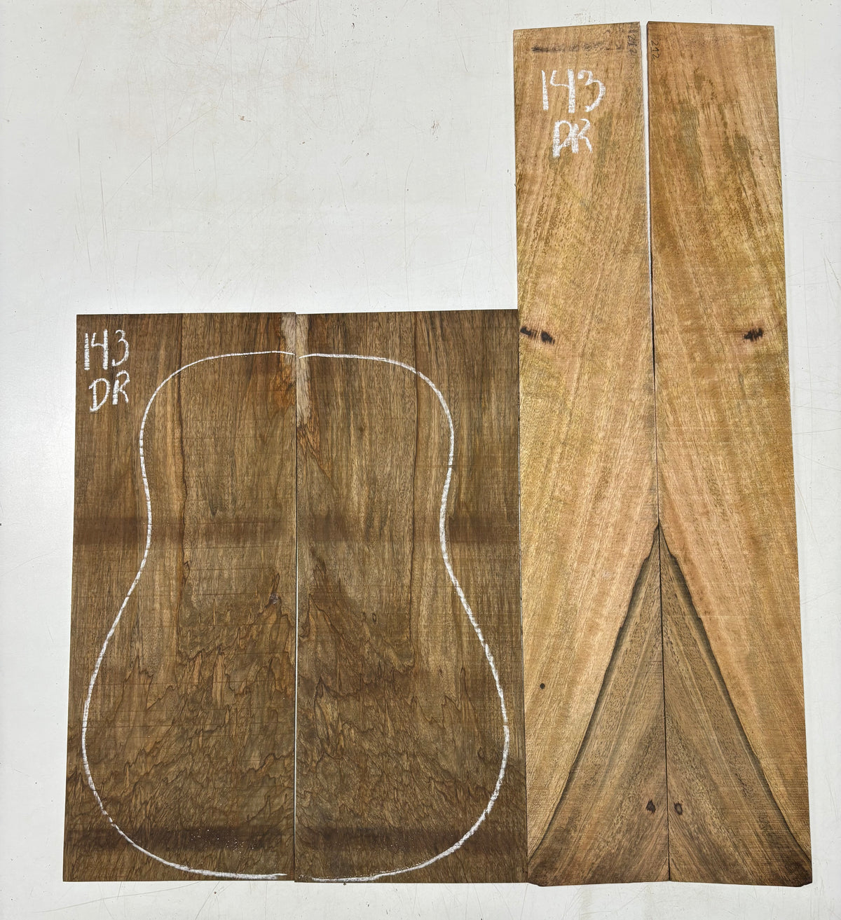 Figured Flame Mango Dreadnought Guitar Back and Side Set #143 - Exotic Wood Zone