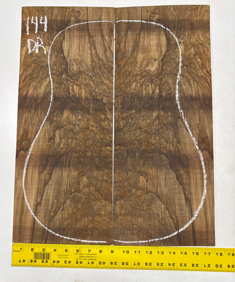 Figured Flame Mango Dreadnought Guitar Back and Side Set #144 - Exotic Wood Zone