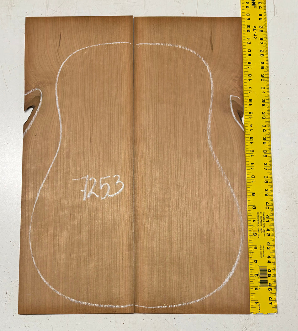Cherry Dreadnought Guitar Back Set 22"x8-3/8"x3/16"#7253