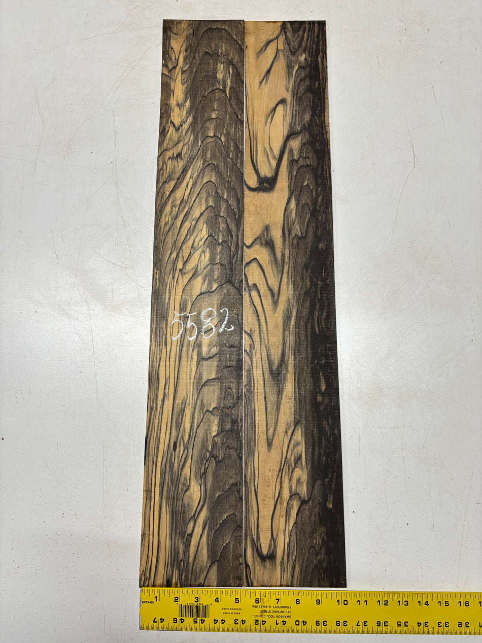 Black and White Ebony Dreadnought Guitar Side Set (Unmatched) 33" x 5" x 1/8" #5582