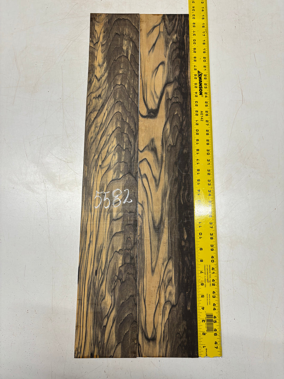 Black and White Ebony Dreadnought Guitar Side Set (Unmatched) 33" x 5" x 1/8" #5582