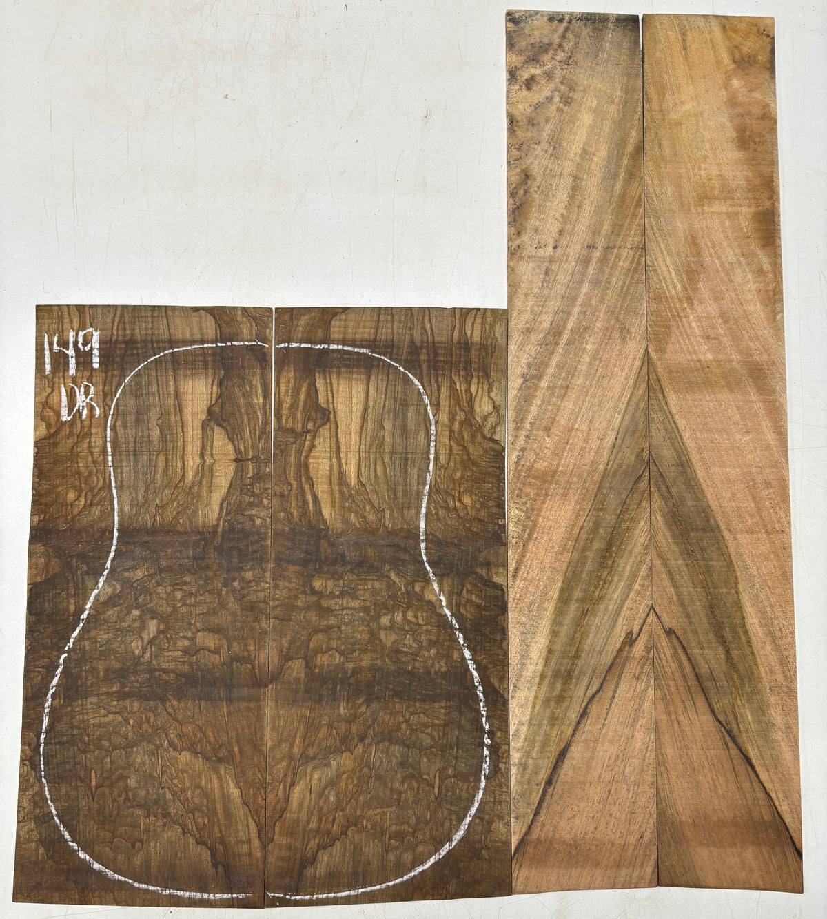 Figured Flame Mango Dreadnought Guitar Back and Side Set #149 - Exotic Wood Zone