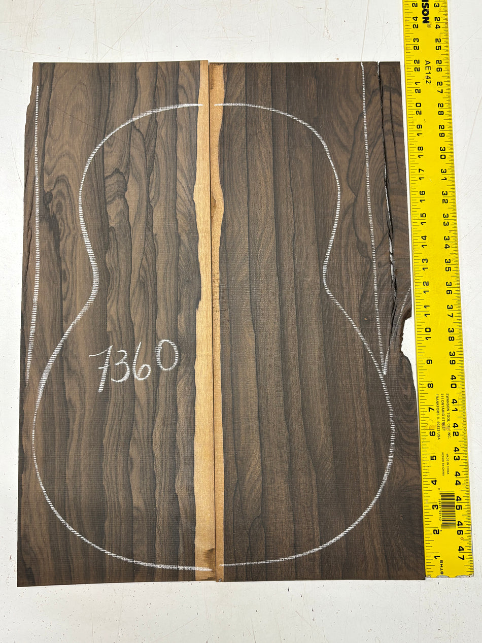 Ziricote Classical Guitar Back Set 22"x8"x3/16"#7360