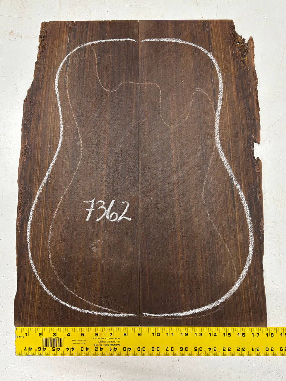 Cocobolo Dreadnought Guitar Back Set  22"x8-1/2"x3/16"#7362