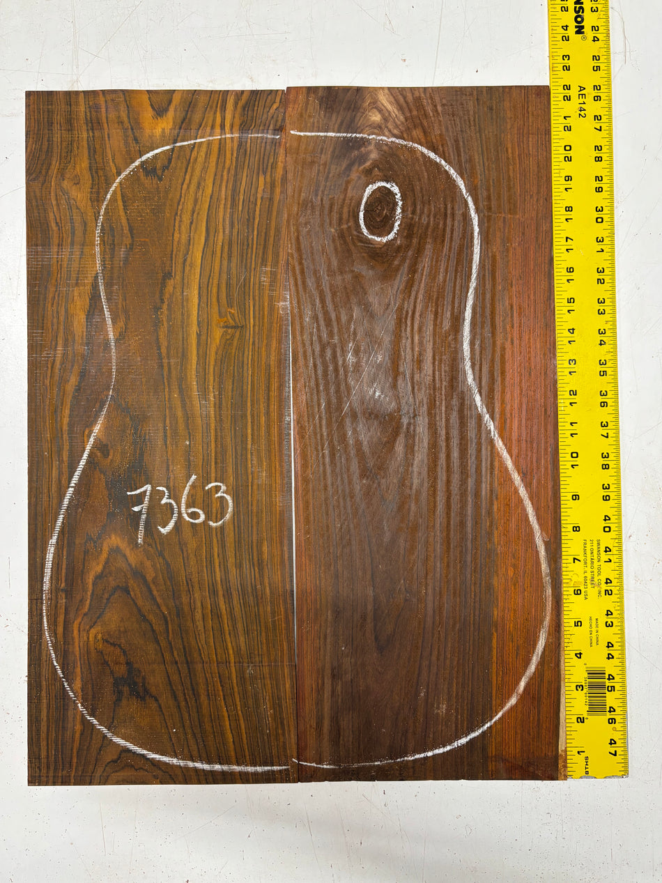 Cocobolo Dreadnought Guitar Back Set (UNMATCHED) - 22"x8-1/2"x3/16"#7363