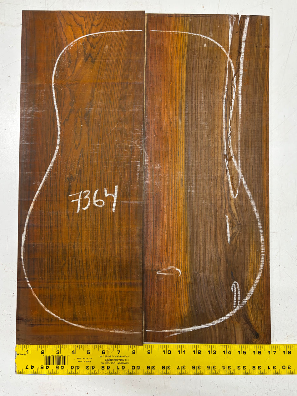 Cocobolo Dreadnought Guitar Back Set (UNMATCHED) - 22"x8-1/2"x3/16"#7364