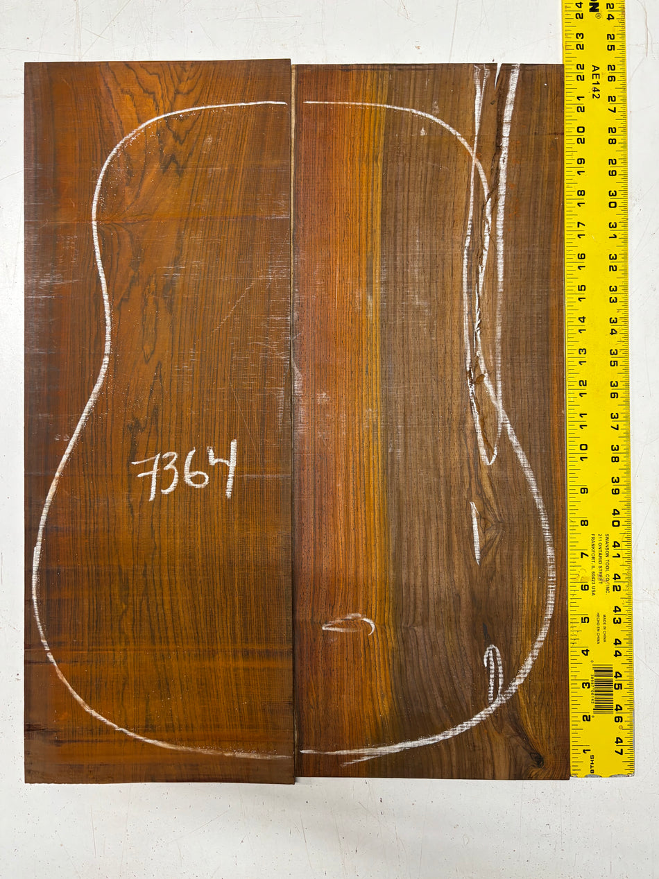 Cocobolo Dreadnought Guitar Back Set (UNMATCHED) - 22"x8-1/2"x3/16"#7364