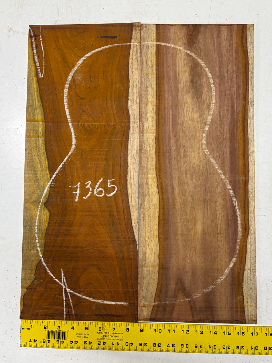 Cocobolo Dreadnought Guitar Back Set  (UNMATCHED) - 22"x8-1/2"x3/16"#7365