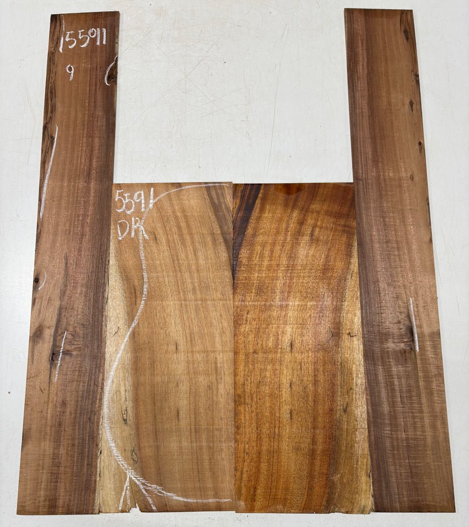 Defective Hawaiian Koa Dreadnought Guitar Back and Side Set  #5591