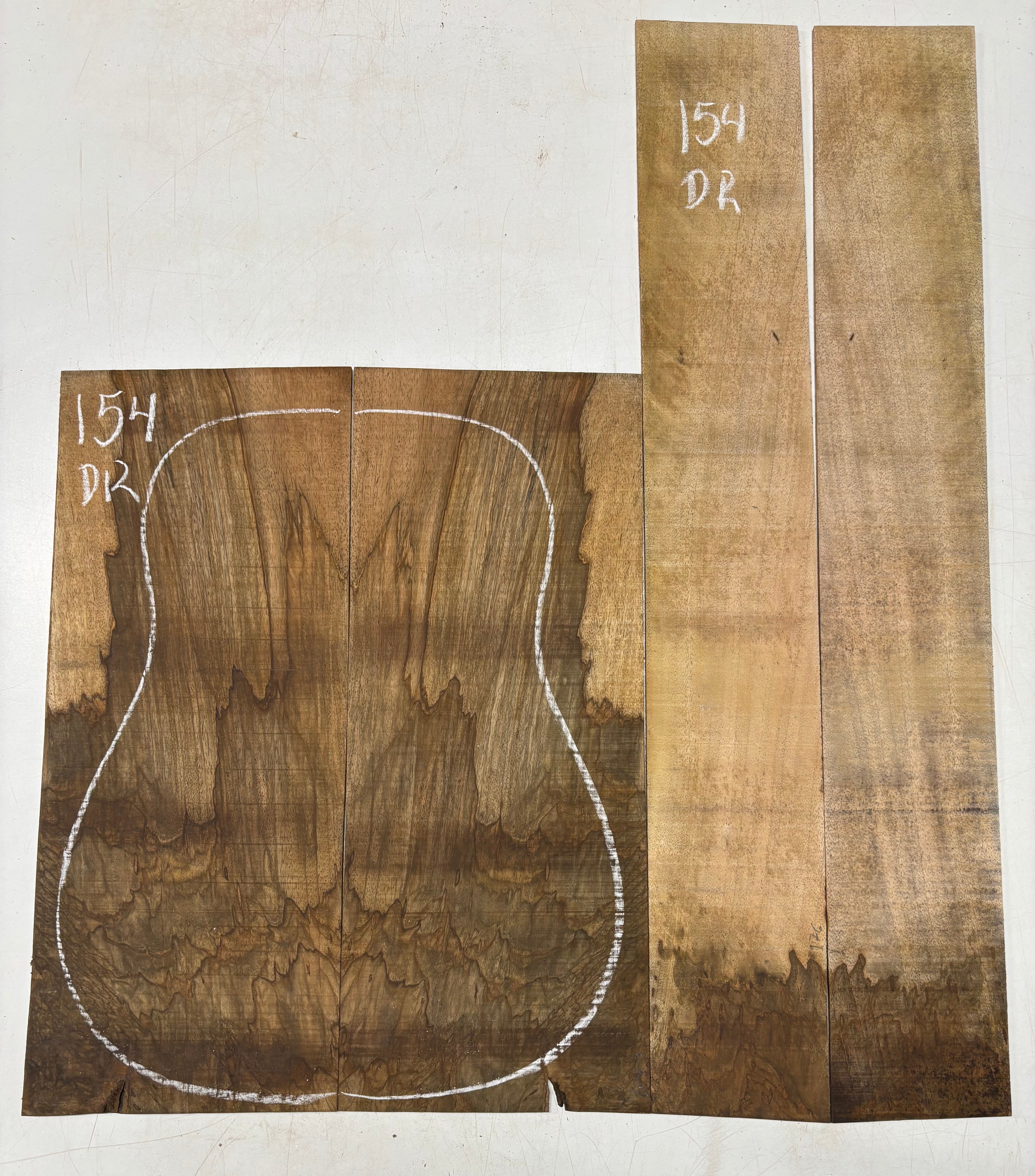 Figured Flame Mango Dreadnought Guitar Back and Side Set #154 - Exotic Wood Zone