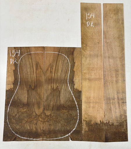 Figured Flame Mango Dreadnought Guitar Back and Side Set #154 - Exotic Wood Zone