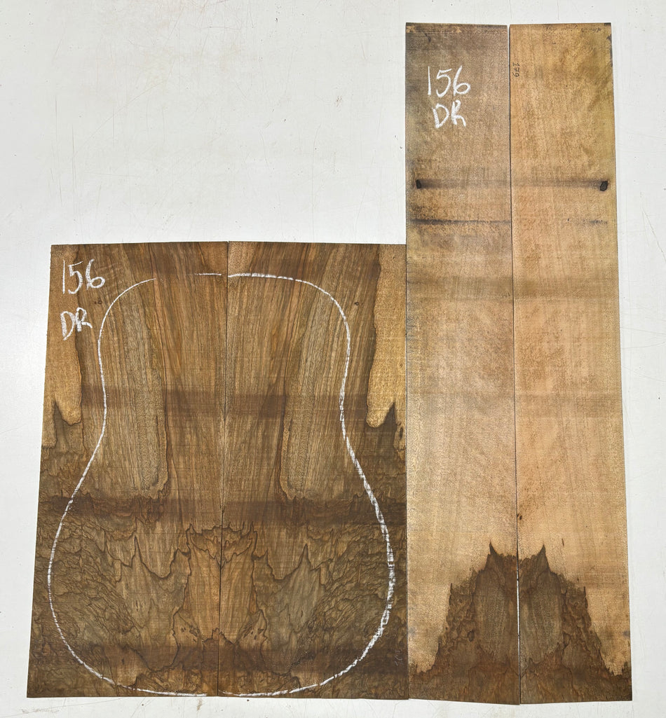Figured Flame Mango Dreadnought Guitar Back and Side Set #156 - Exotic Wood Zone