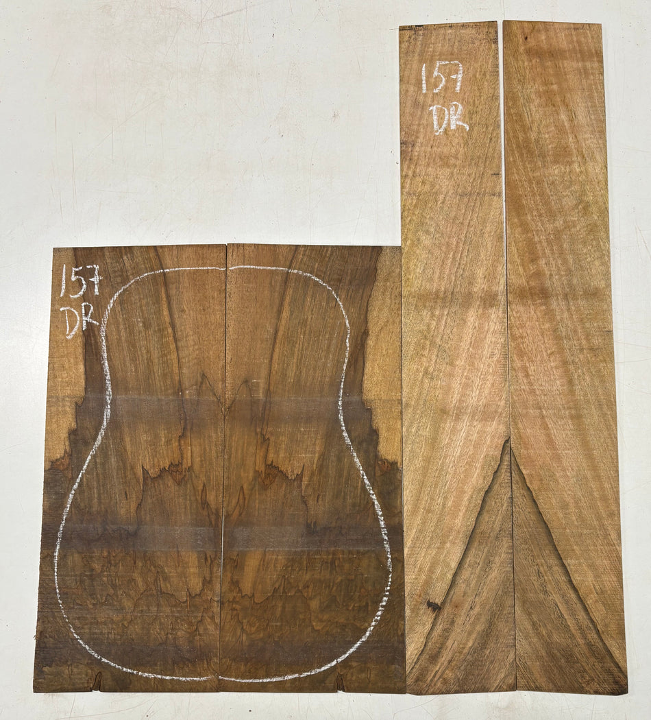 Figured Flame Mango Dreadnought Guitar Back and Side Set #157 - Exotic Wood Zone