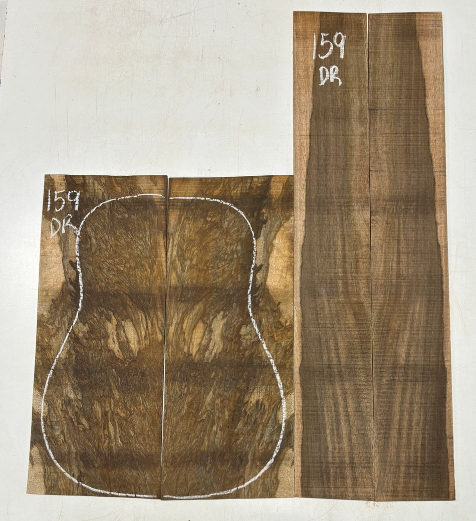 Figured Flame Mango Dreadnought Guitar Back and Side Set #159 - Exotic Wood Zone